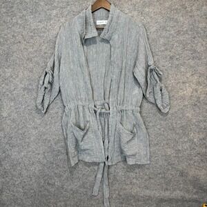LUUKAA Carlee Tie Linen Jacket Womens US 6 Lagenlook 3/4 Sleeves Tie Slouchy